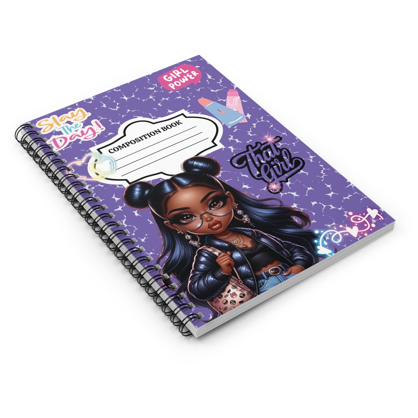 Girl Power Spiral Notebook - Slay The Day! Cute Composition Book for Students, Journaling, Gifts, Back to School, Stationery