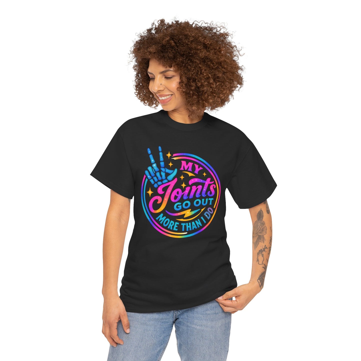My Joints Go Out Unisex Heavy Cotton Tee, Humor Tee, Gift for Joint Pain Relief, Funny Tee for Seniors, Relaxed Fit, Wellness Gift