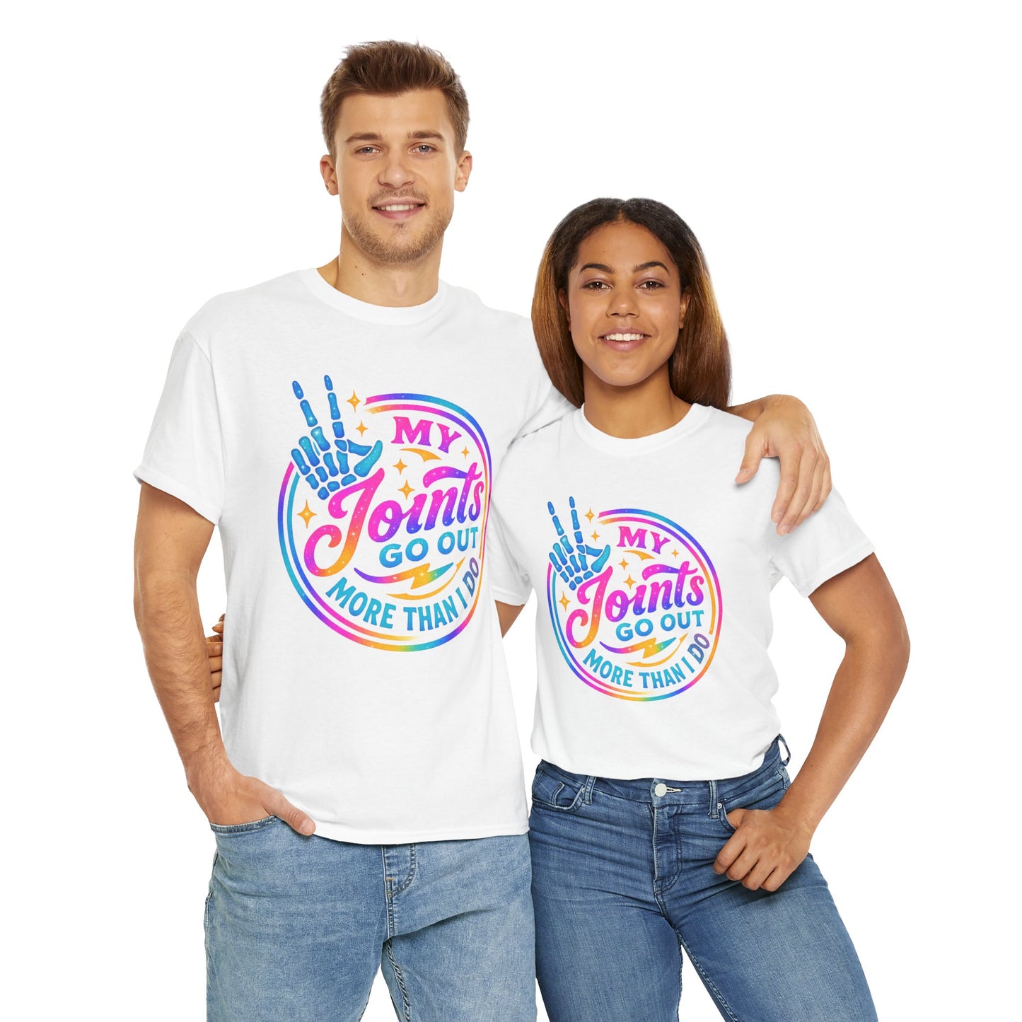 My Joints Go Out Unisex Heavy Cotton Tee, Humor Tee, Gift for Joint Pain Relief, Funny Tee for Seniors, Relaxed Fit, Wellness Gift