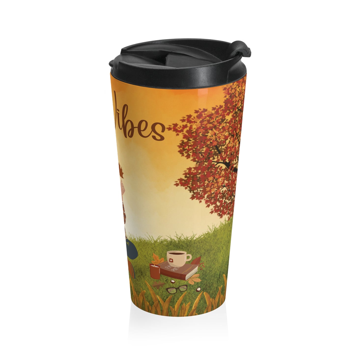 Fall Vibes Travel Mug, Autumn Coffee Cup, Seasonal Drinkware, Personalized Fall Gift, Pumpkin Spice Lover's Travel Mug