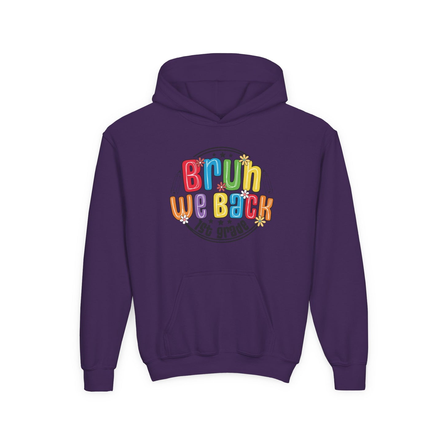 Colorful 1st Grade Hooded Sweatshirt, Back to School Gift, Youth Sweatshirt, Cheerful Hoodie for Kids, Fun Kids Apparel, Birthday Gift