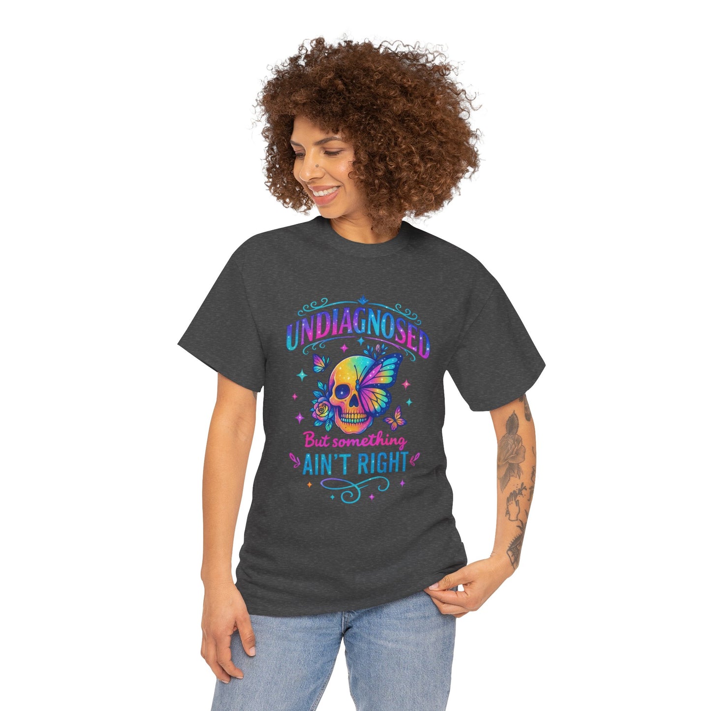 Colorful Undiagnosed Heavy Cotton Tee, Funny T-Shirt, Unique Gift, Mental Health Awareness, Casual Daily Wear, Unisex Apparel