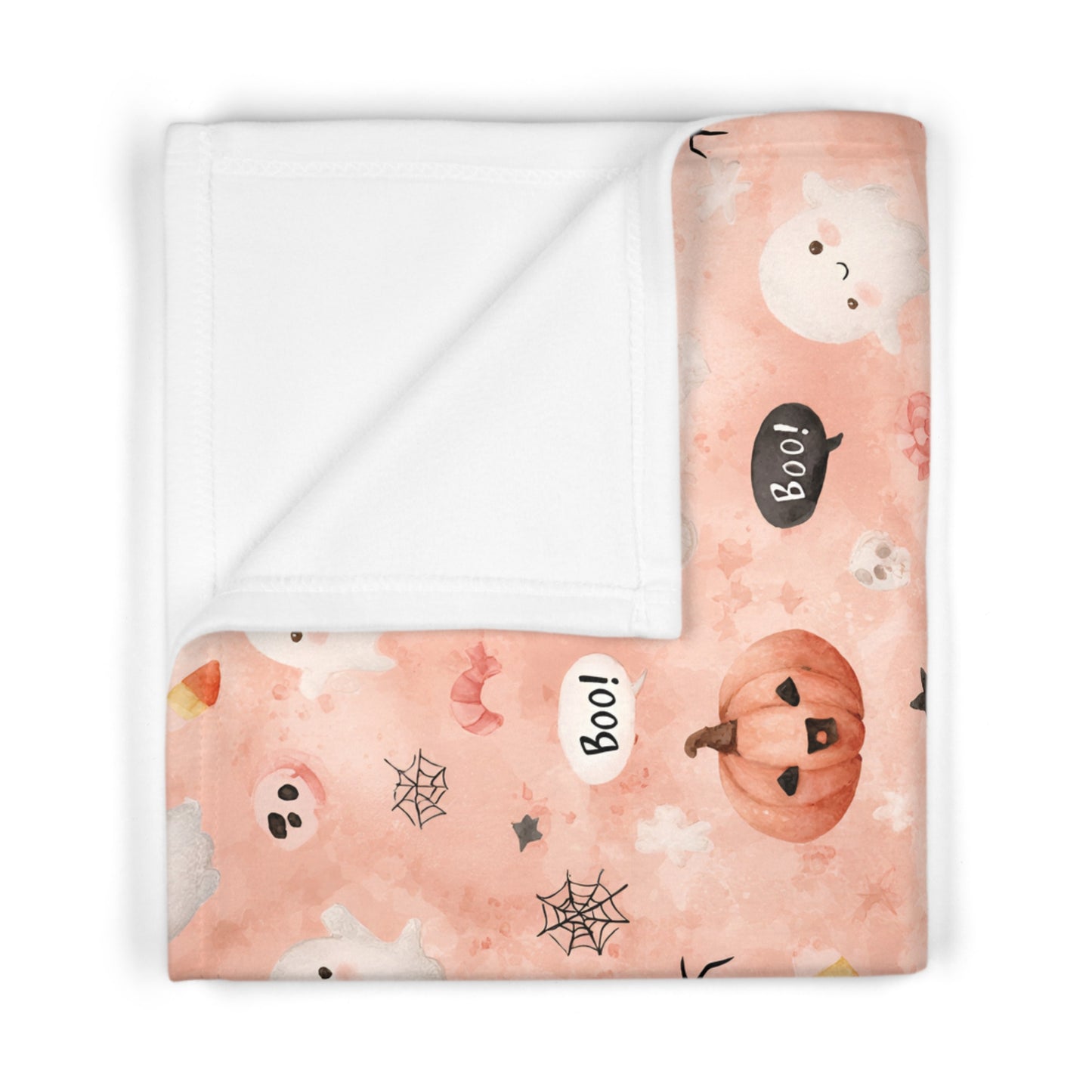 Adorable Halloween Soft Fleece Baby Blanket, Cozy Nursery Decor, Pumpkin Ghost Design, Perfect Baby Shower Gift, Fall Celebration