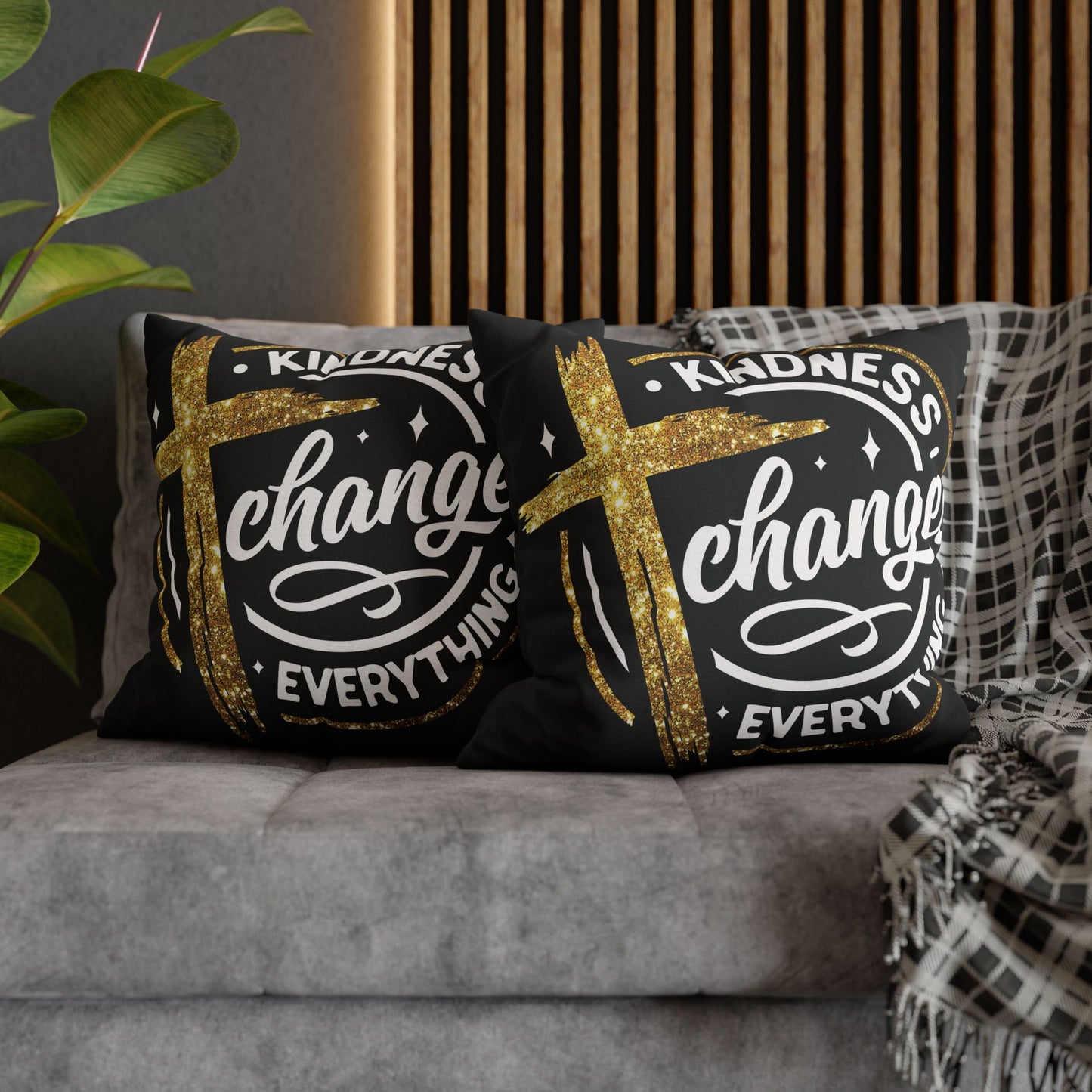 Kindness Changes Everything Pillowcase, Inspirational Home Decor, Faith-Themed Gift, Square Cushion Cover, Cozy Living Room Accessory