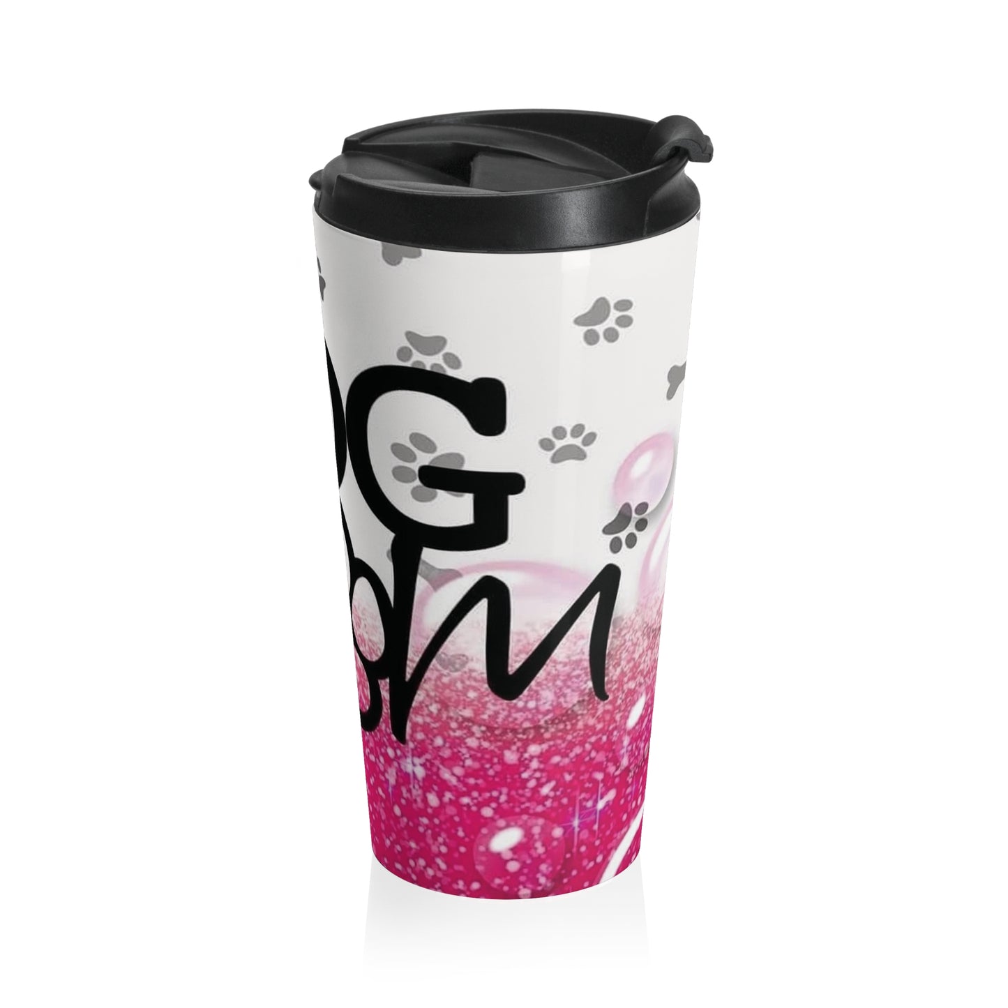 Dog Mom Paw Print Travel Mug, Dog Lover Gift, Personalized Travel Cup, Pet Owner Mug, Cute Dog Accessories, Coffee Travel Tumbler