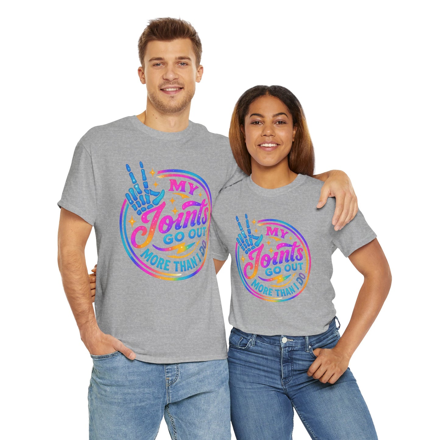 My Joints Go Out Unisex Heavy Cotton Tee, Humor Tee, Gift for Joint Pain Relief, Funny Tee for Seniors, Relaxed Fit, Wellness Gift