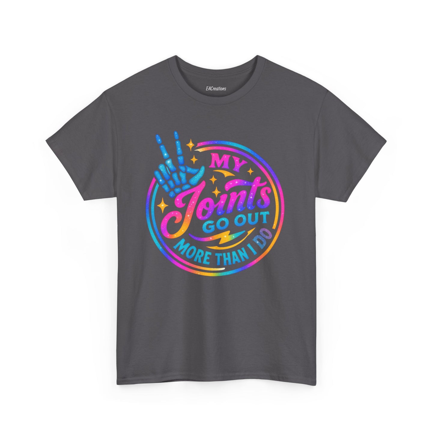 My Joints Go Out Unisex Heavy Cotton Tee, Humor Tee, Gift for Joint Pain Relief, Funny Tee for Seniors, Relaxed Fit, Wellness Gift