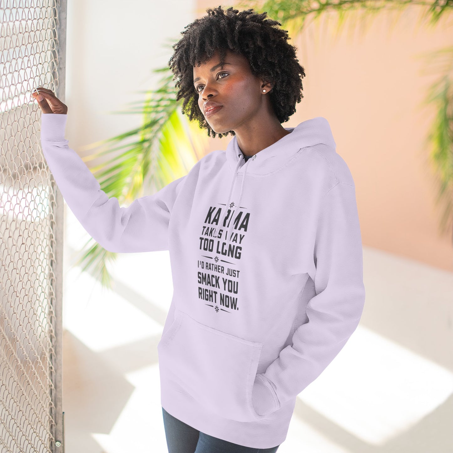 Karma Humor Fleece Hoodie, Funny Sweatshirt for Gift, Cozy Casual Wear, Perfect for Friends, Ideal for Birthdays, Holidays
