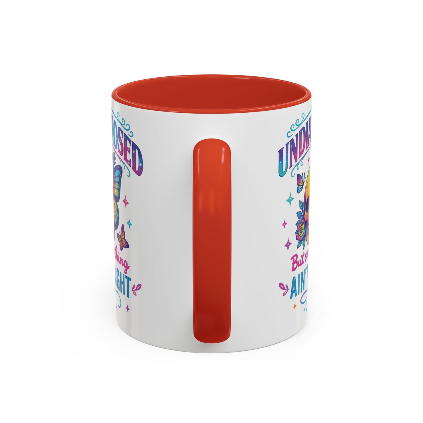 Undiagnosed Vibes Coffee Mug, Bohemian Coffee Cup, Unique Gift for Mental Health Awareness, Colorful Skull Design, Fun Drinking Mug
