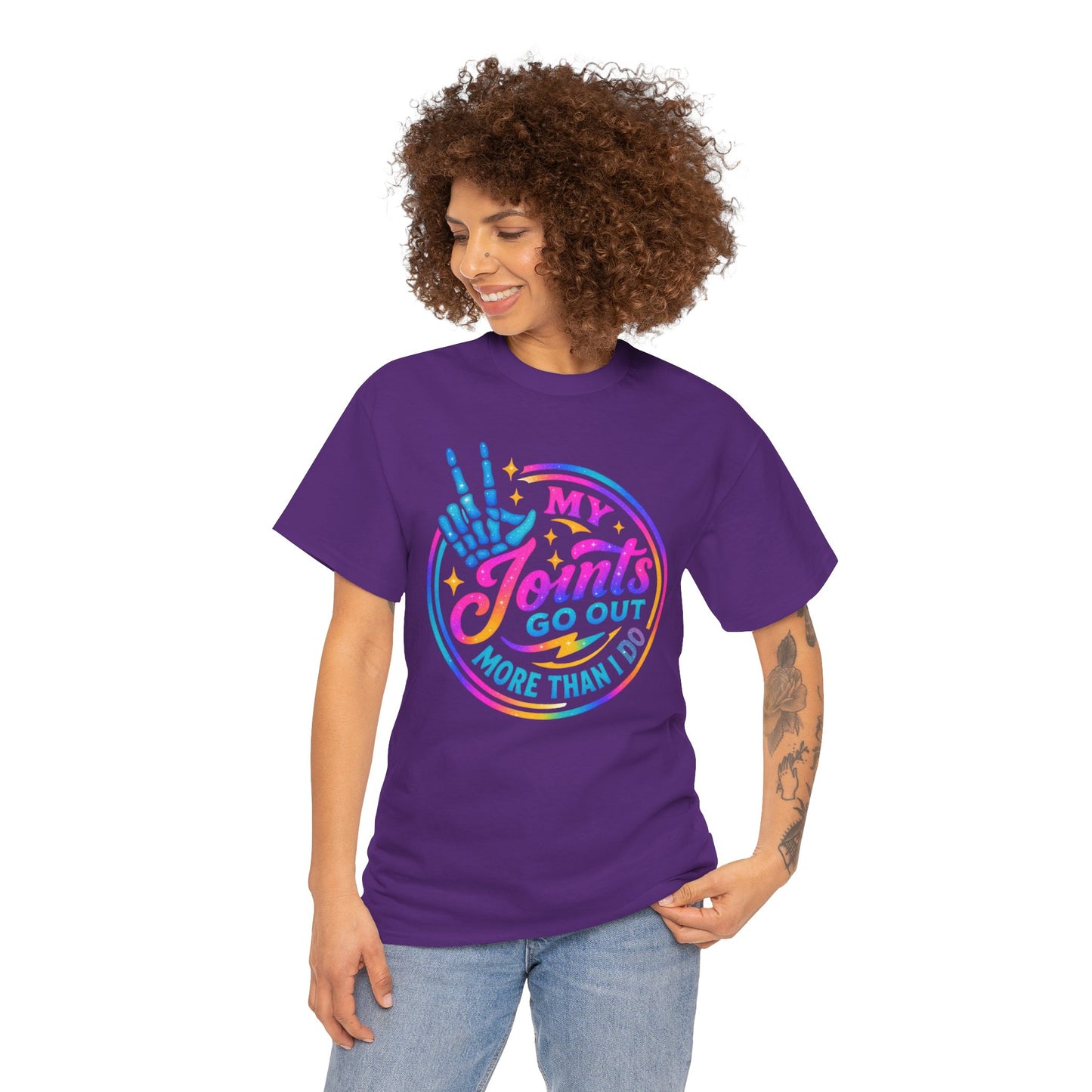My Joints Go Out Unisex Heavy Cotton Tee, Humor Tee, Gift for Joint Pain Relief, Funny Tee for Seniors, Relaxed Fit, Wellness Gift