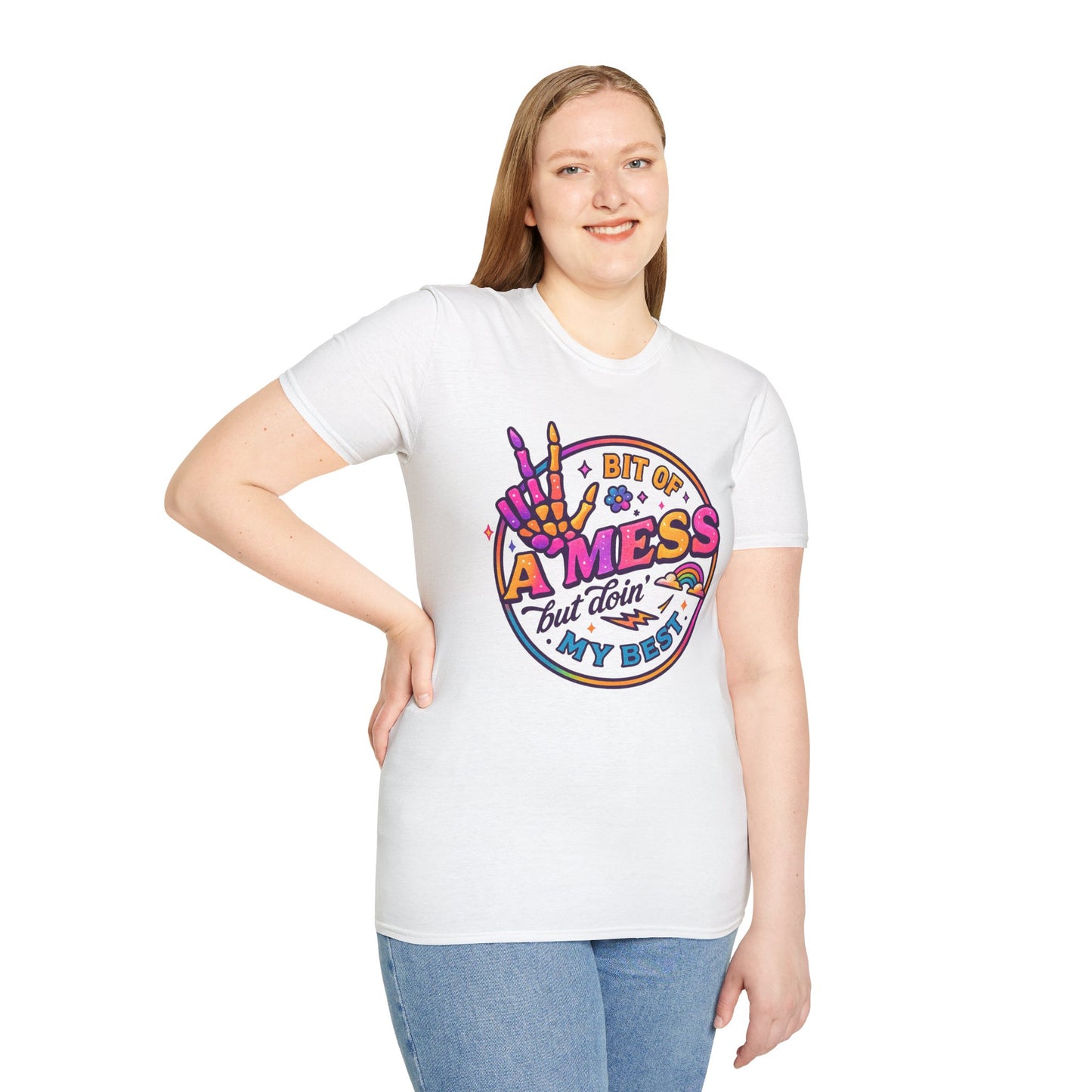 Messy Artist Unisex T-Shirt - A Bit of a Mess but Doin' My Best - Gift for Creative Souls, Art Lovers, Birthday, Funny Tee