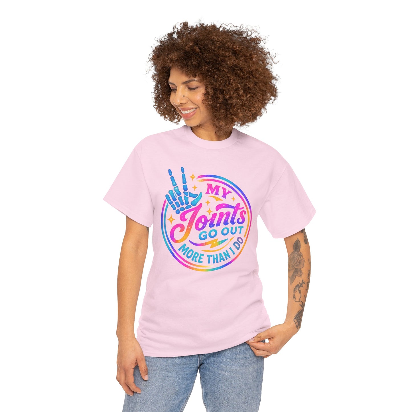 My Joints Go Out Unisex Heavy Cotton Tee, Humor Tee, Gift for Joint Pain Relief, Funny Tee for Seniors, Relaxed Fit, Wellness Gift