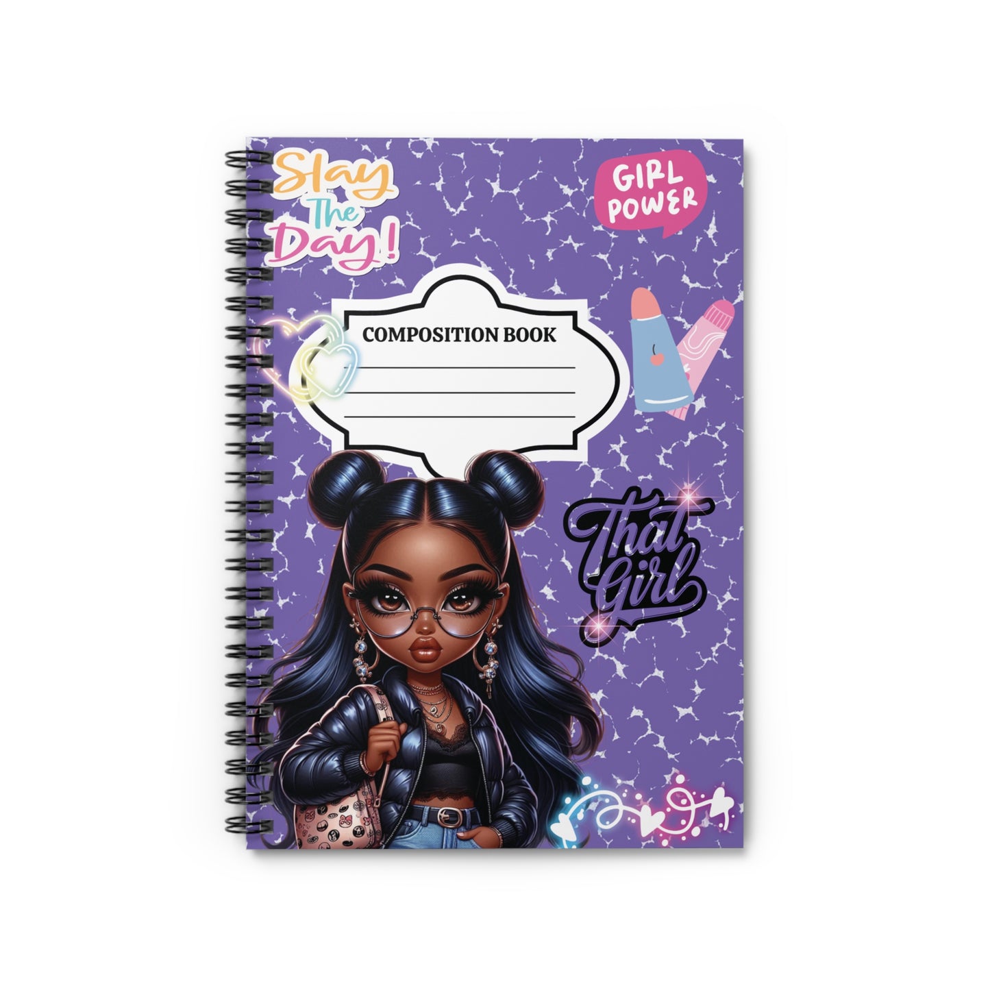 Girl Power Spiral Notebook - Slay The Day! Cute Composition Book for Students, Journaling, Gifts, Back to School, Stationery