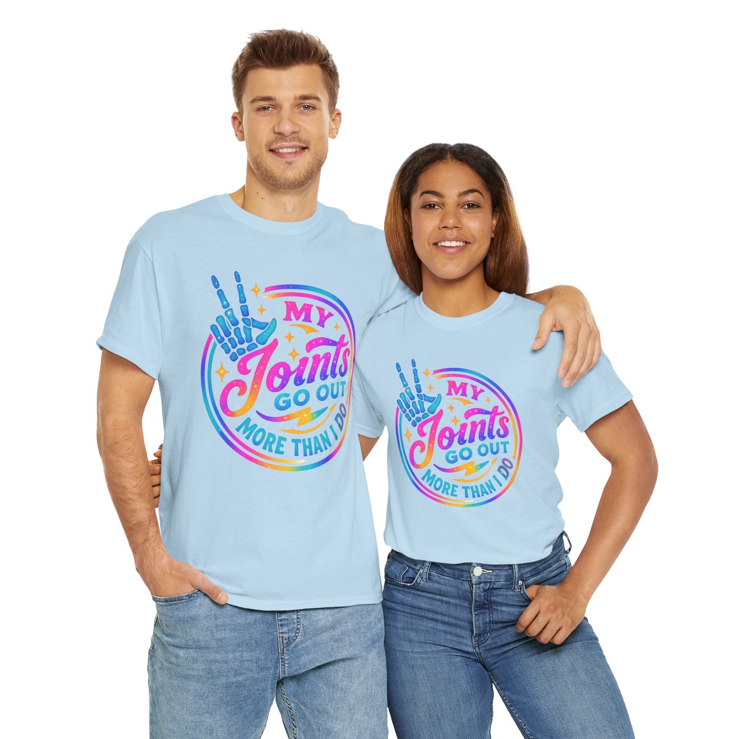 My Joints Go Out Unisex Heavy Cotton Tee, Humor Tee, Gift for Joint Pain Relief, Funny Tee for Seniors, Relaxed Fit, Wellness Gift