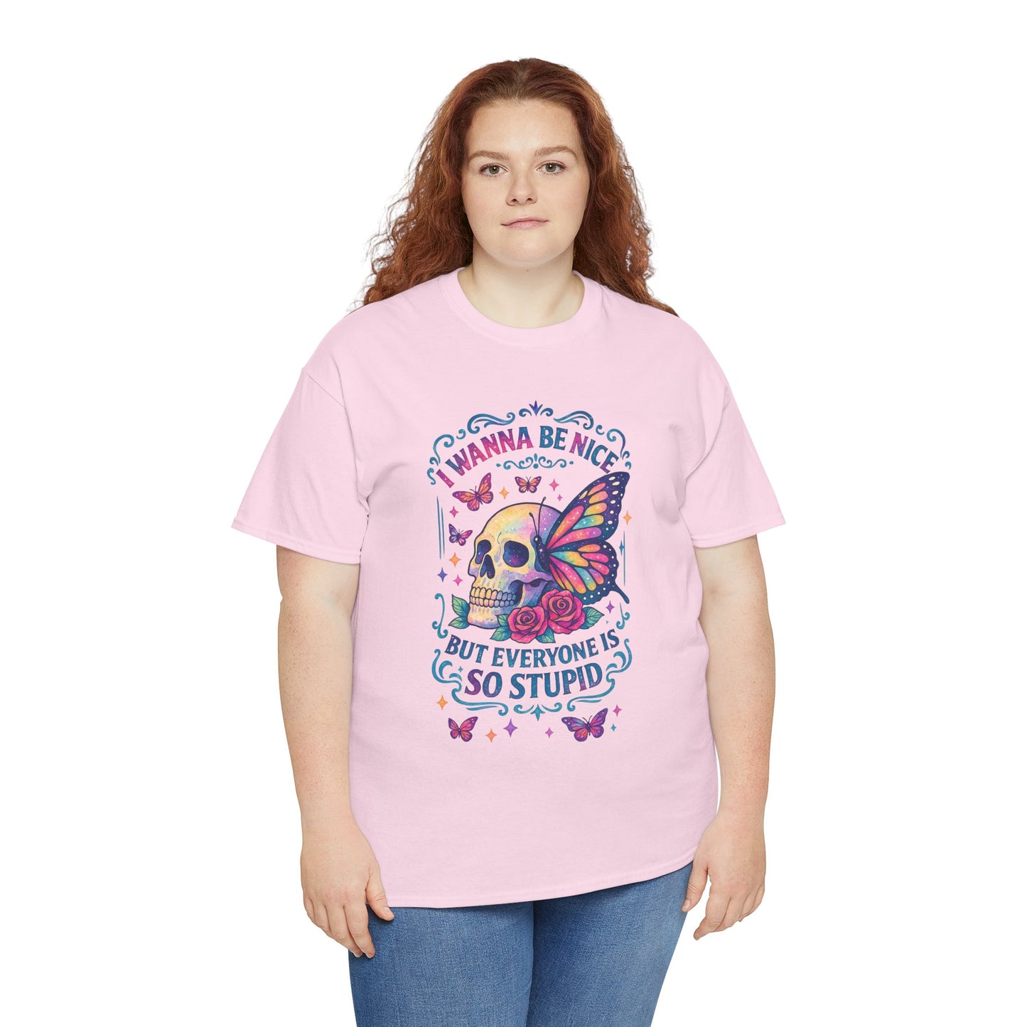Colorful Skull & Butterfly Graphic Tee - Unique Gift for Halloween, Birthdays, Everyday Wear, Art Lovers, Funny Statement Shirt