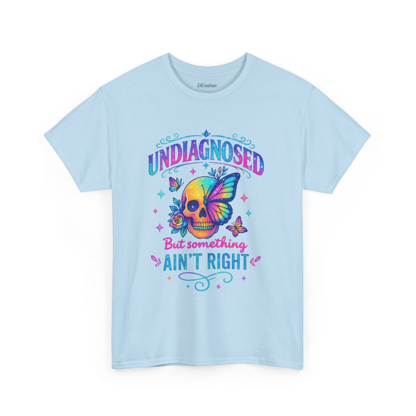 Colorful Undiagnosed Heavy Cotton Tee, Funny T-Shirt, Unique Gift, Mental Health Awareness, Casual Daily Wear, Unisex Apparel