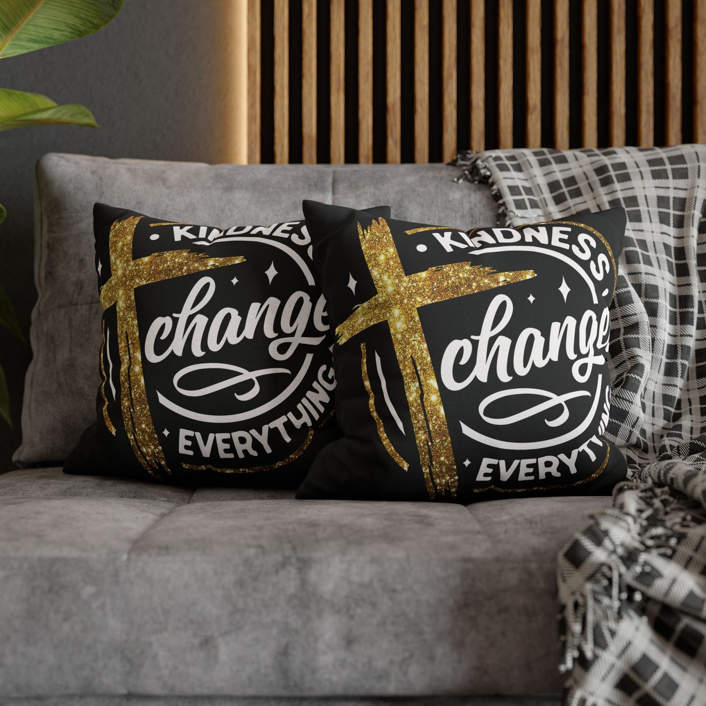Kindness Changes Everything Pillowcase, Inspirational Home Decor, Faith-Themed Gift, Square Cushion Cover, Cozy Living Room Accessory