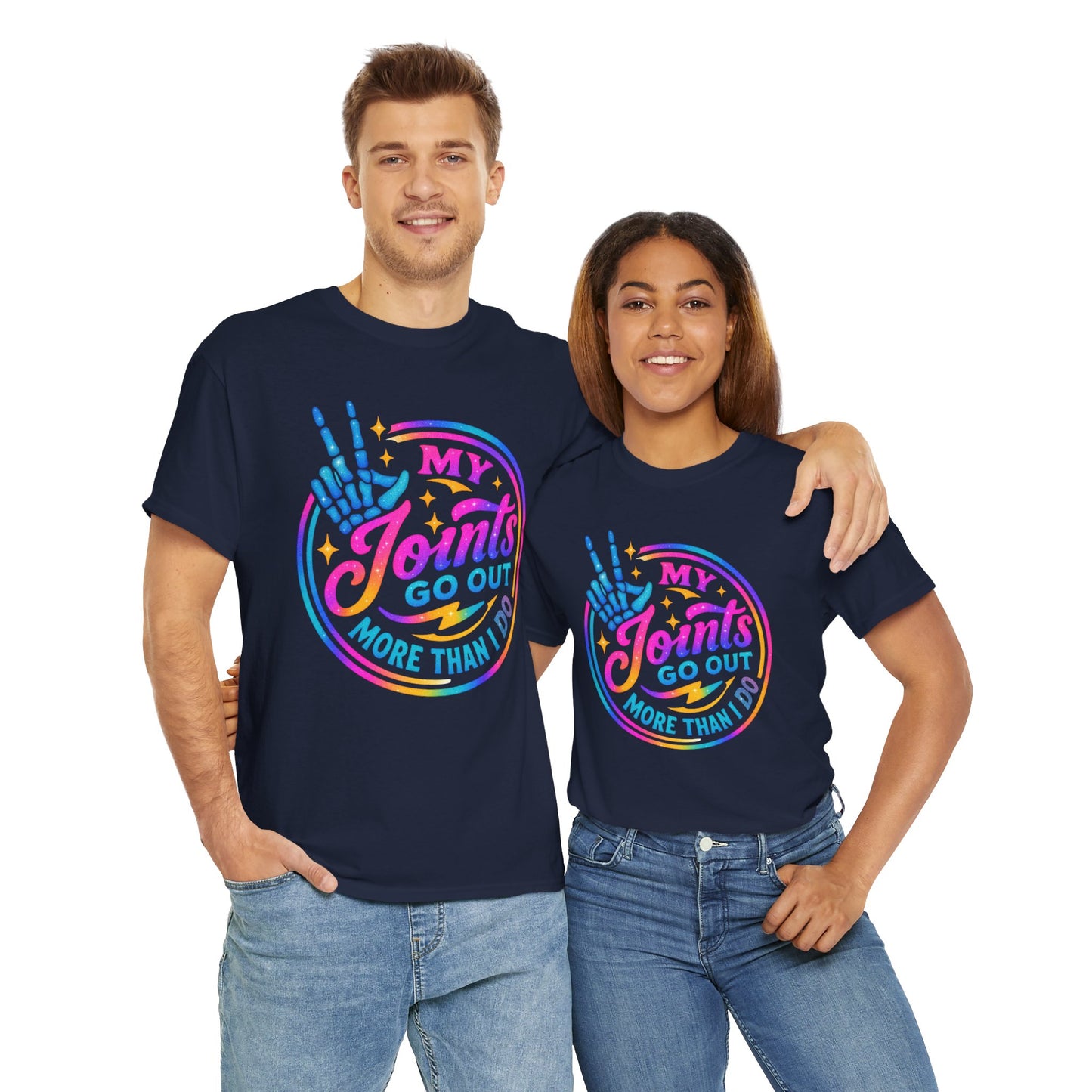 My Joints Go Out Unisex Heavy Cotton Tee, Humor Tee, Gift for Joint Pain Relief, Funny Tee for Seniors, Relaxed Fit, Wellness Gift