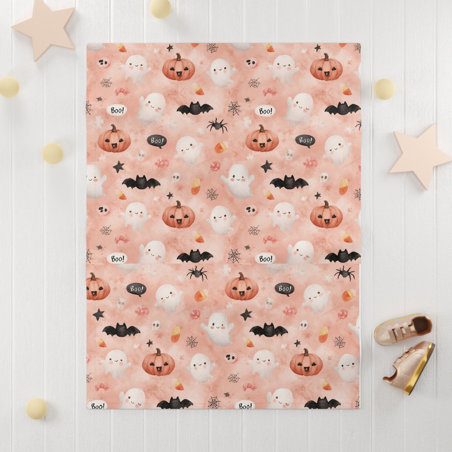 Adorable Halloween Soft Fleece Baby Blanket, Cozy Nursery Decor, Pumpkin Ghost Design, Perfect Baby Shower Gift, Fall Celebration