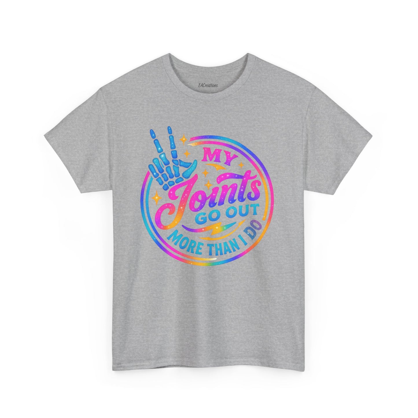 My Joints Go Out Unisex Heavy Cotton Tee, Humor Tee, Gift for Joint Pain Relief, Funny Tee for Seniors, Relaxed Fit, Wellness Gift