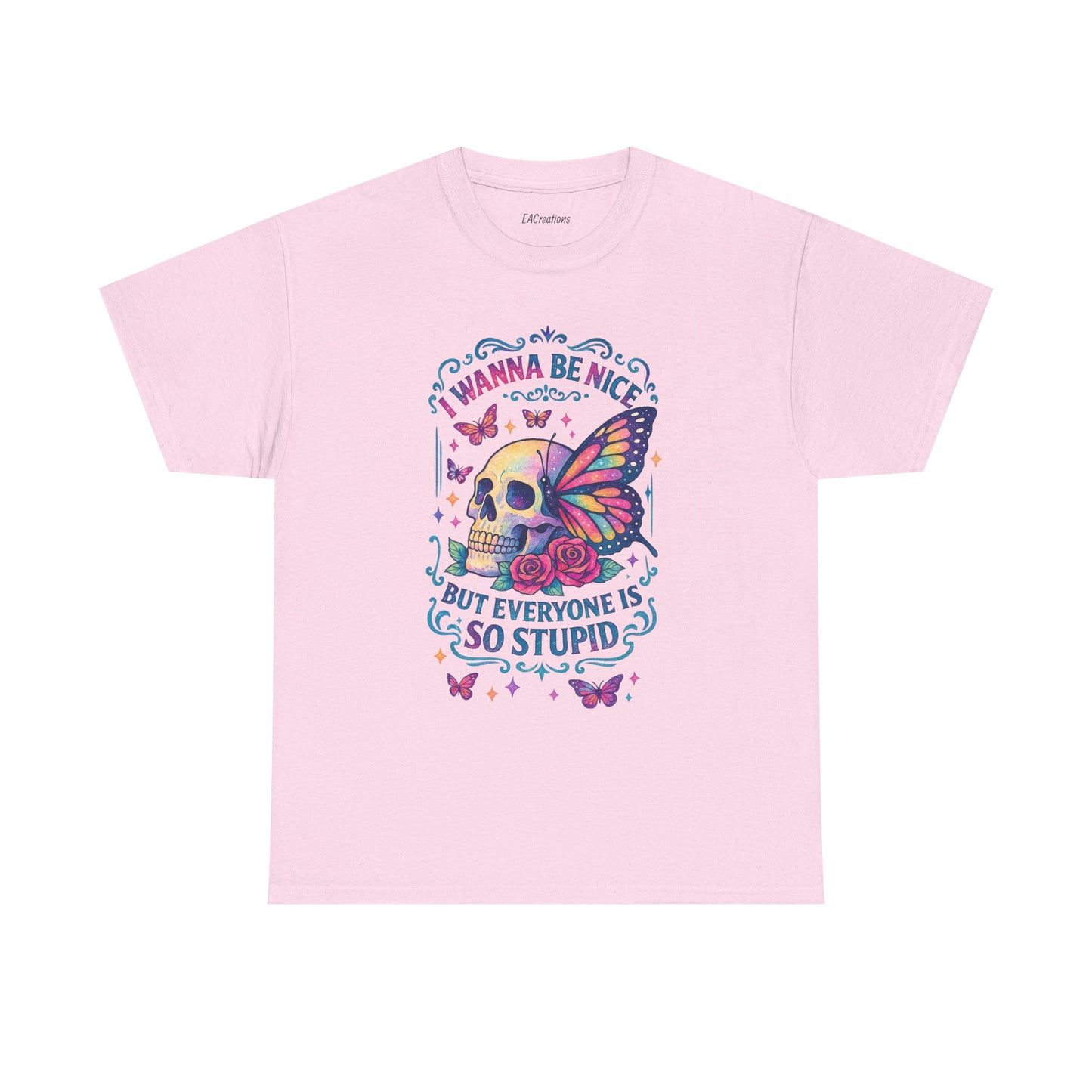 Colorful Skull & Butterfly Graphic Tee - Unique Gift for Halloween, Birthdays, Everyday Wear, Art Lovers, Funny Statement Shirt