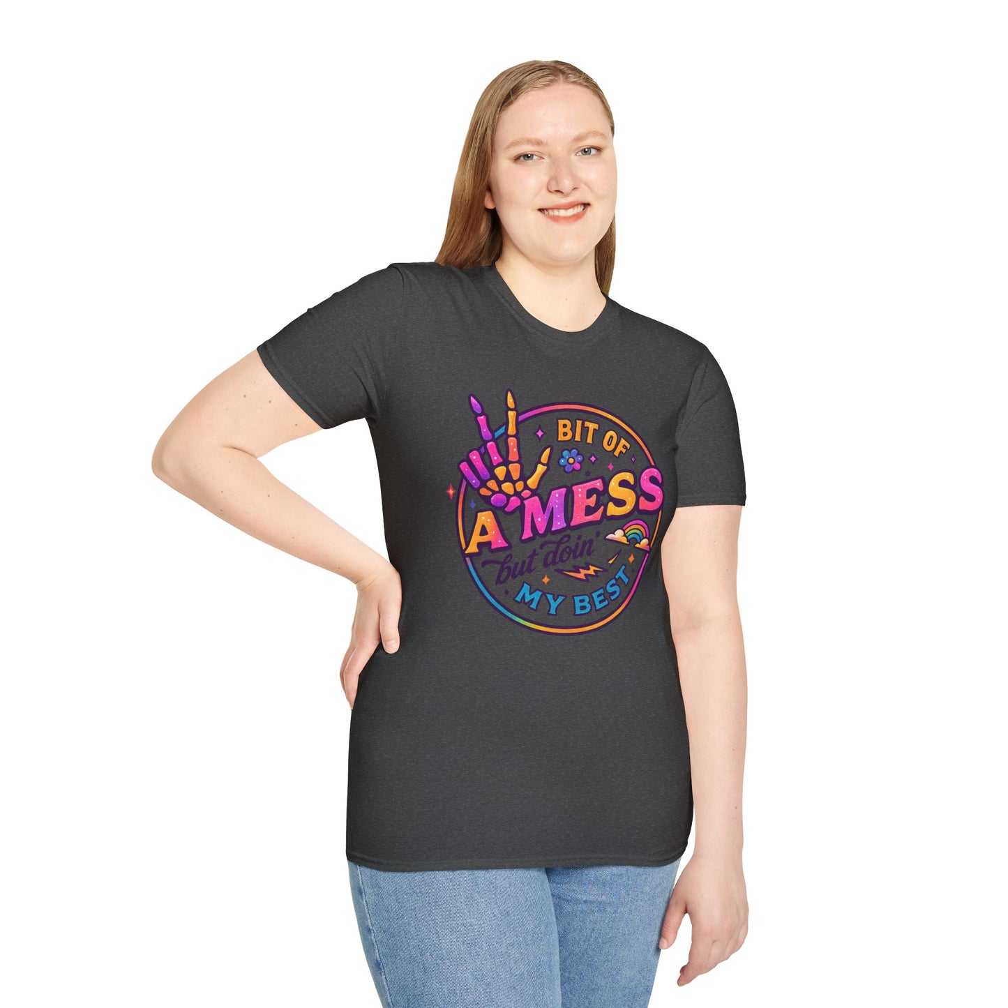 Messy Artist Unisex T-Shirt - A Bit of a Mess but Doin' My Best - Gift for Creative Souls, Art Lovers, Birthday, Funny Tee