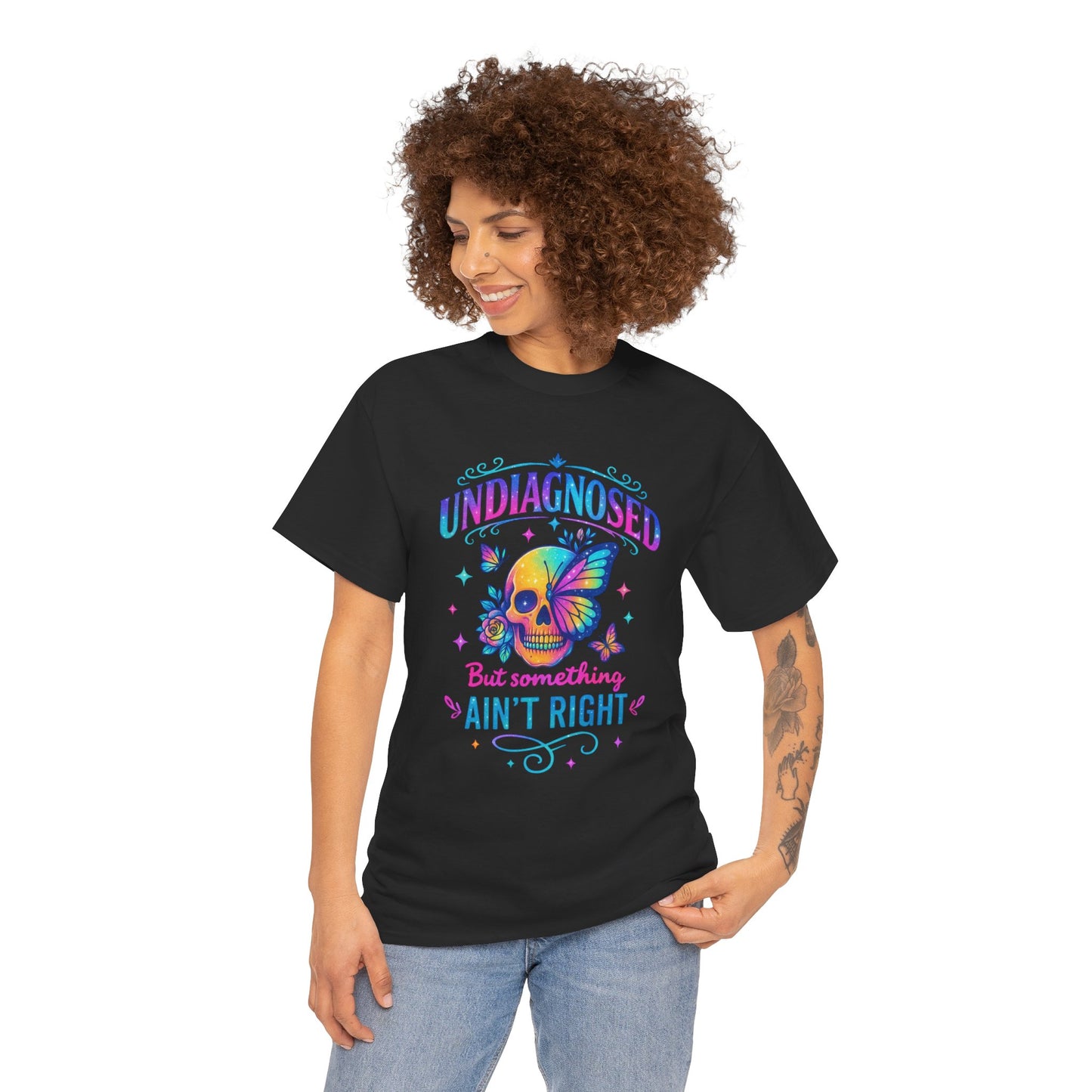 Colorful Undiagnosed Heavy Cotton Tee, Funny T-Shirt, Unique Gift, Mental Health Awareness, Casual Daily Wear, Unisex Apparel