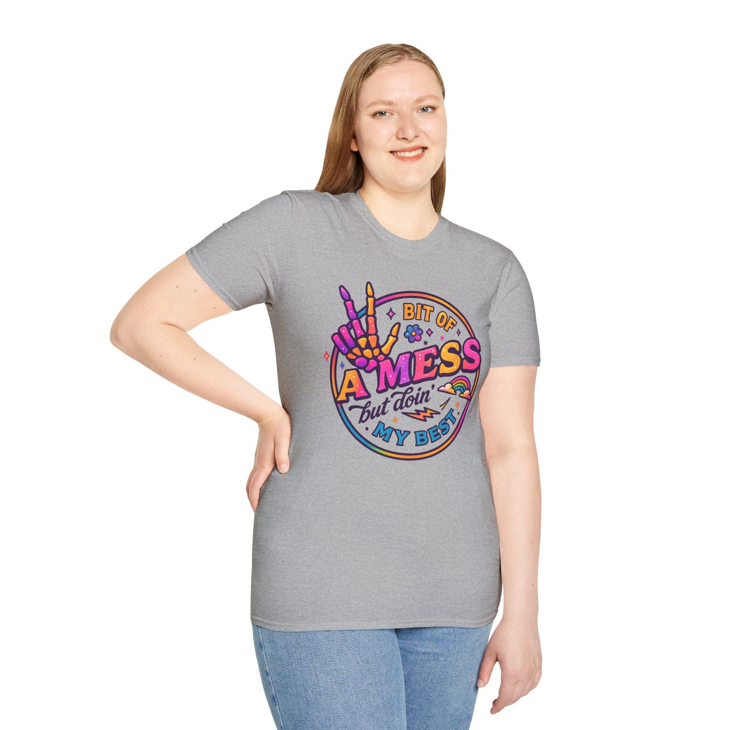 Messy Artist Unisex T-Shirt - A Bit of a Mess but Doin' My Best - Gift for Creative Souls, Art Lovers, Birthday, Funny Tee