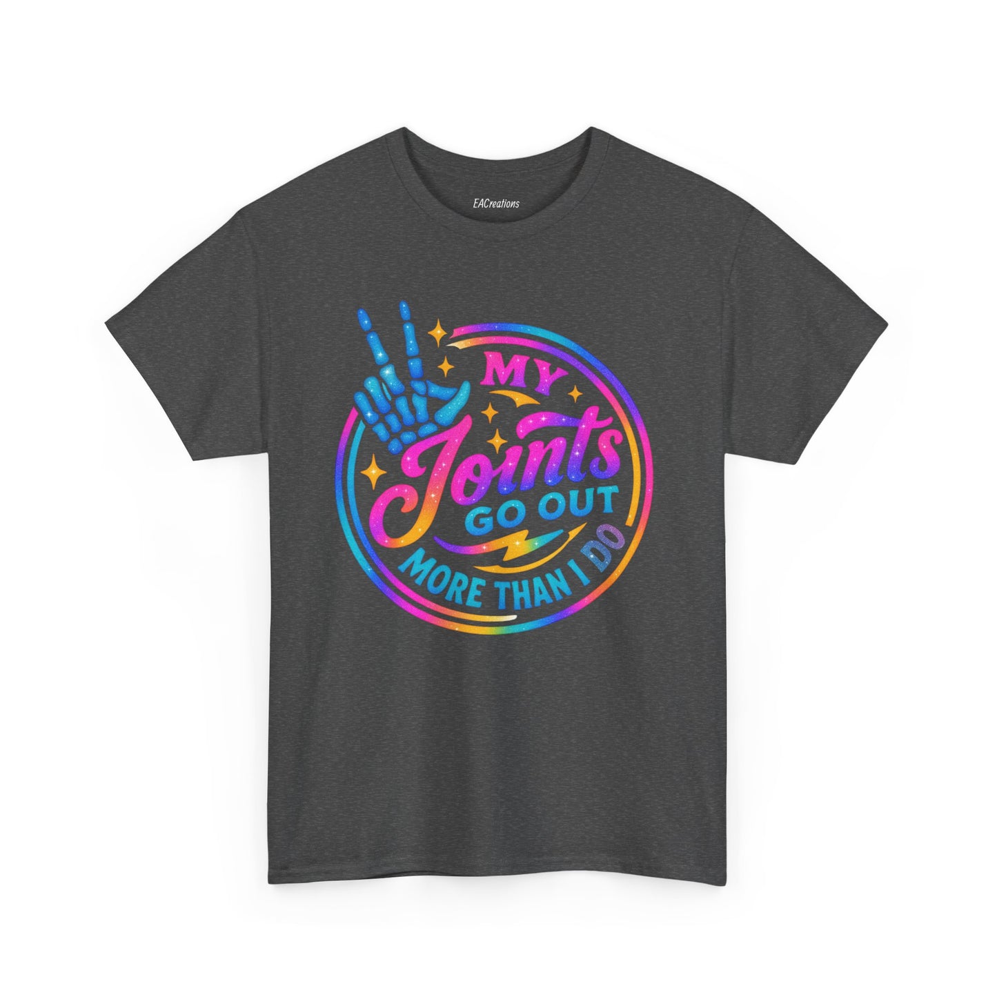 My Joints Go Out Unisex Heavy Cotton Tee, Humor Tee, Gift for Joint Pain Relief, Funny Tee for Seniors, Relaxed Fit, Wellness Gift
