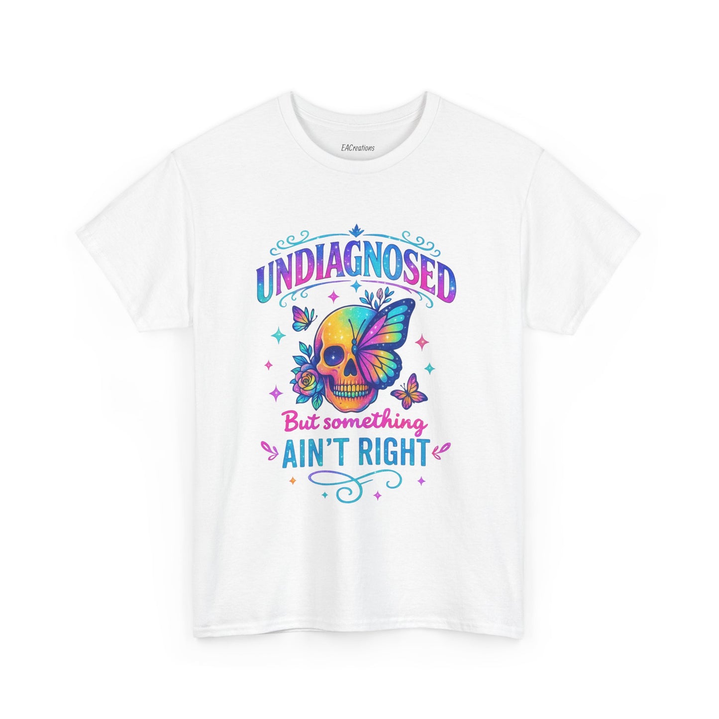 Colorful Undiagnosed Heavy Cotton Tee, Funny T-Shirt, Unique Gift, Mental Health Awareness, Casual Daily Wear, Unisex Apparel