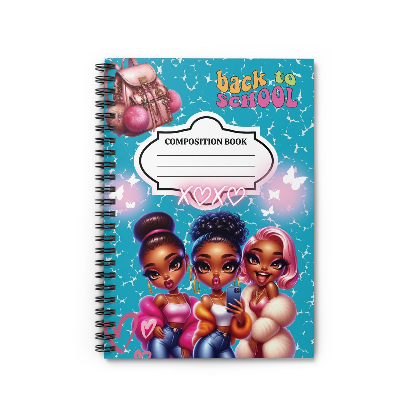 Cute Back to School Spiral Notebook, Composition Book for Kids, Girls School Supplies, Study Journal, Gift for Students