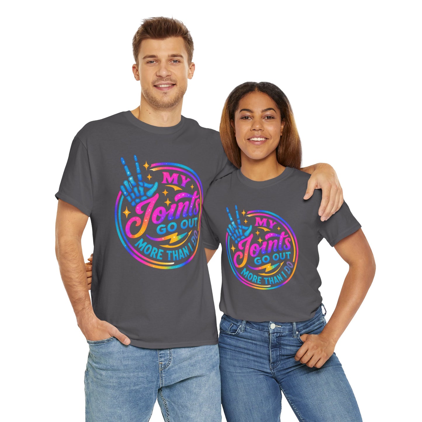 My Joints Go Out Unisex Heavy Cotton Tee, Humor Tee, Gift for Joint Pain Relief, Funny Tee for Seniors, Relaxed Fit, Wellness Gift