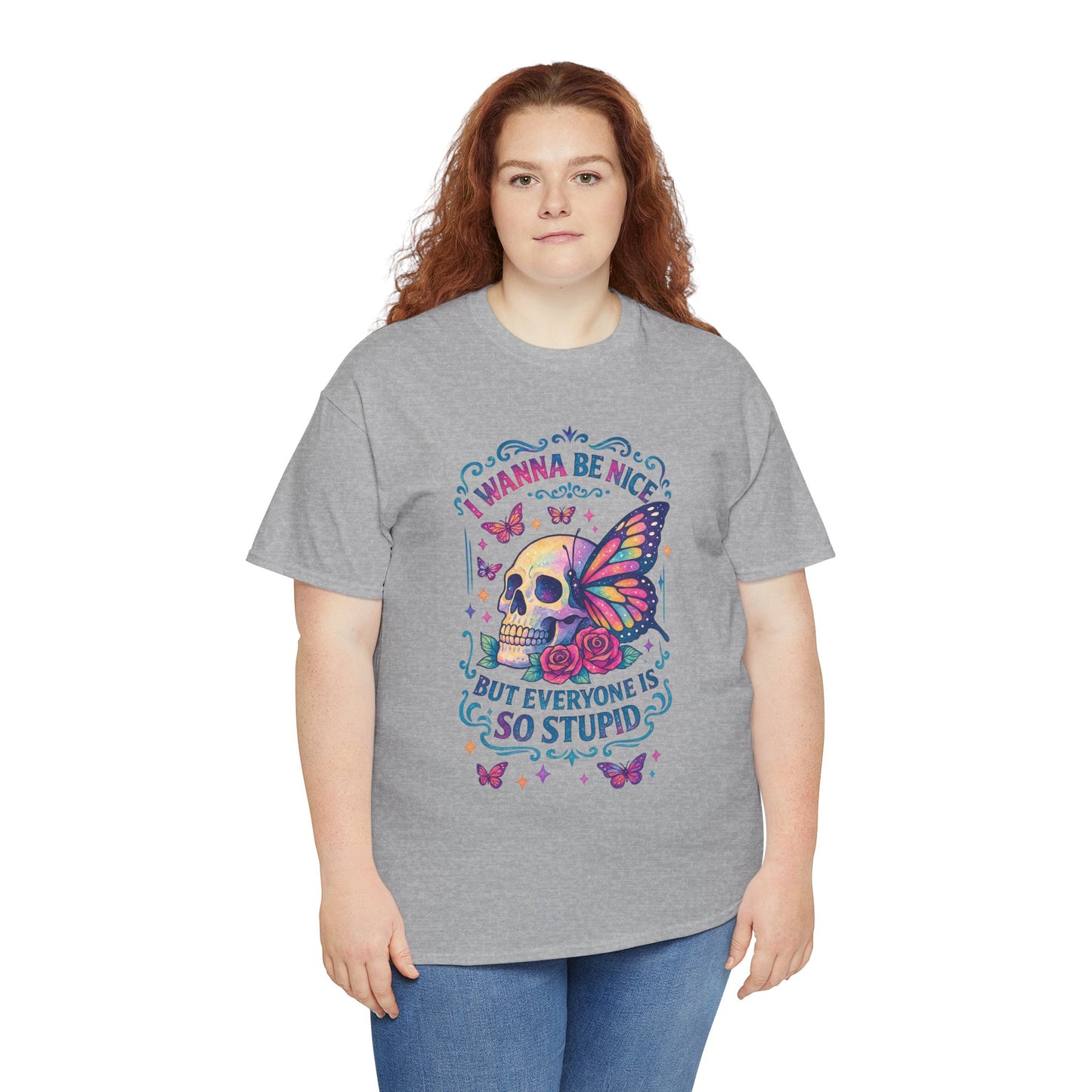 Colorful Skull & Butterfly Graphic Tee - Unique Gift for Halloween, Birthdays, Everyday Wear, Art Lovers, Funny Statement Shirt