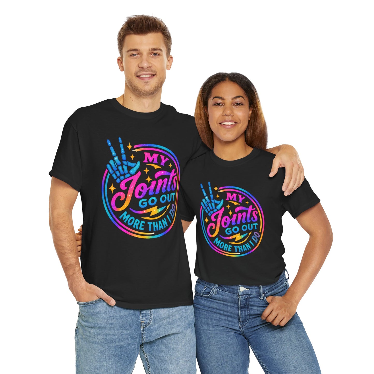 My Joints Go Out Unisex Heavy Cotton Tee, Humor Tee, Gift for Joint Pain Relief, Funny Tee for Seniors, Relaxed Fit, Wellness Gift