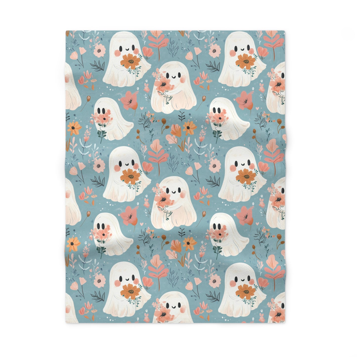 Cute Ghosts Fleece Baby Blanket | Cozy Nursery Decor, Halloween Gift, Soft Baby Shower Essential, Customizable Design, Eco-Friendly Material