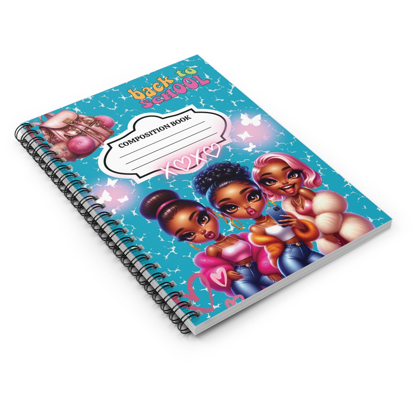 Cute Back to School Spiral Notebook, Composition Book for Kids, Girls School Supplies, Study Journal, Gift for Students
