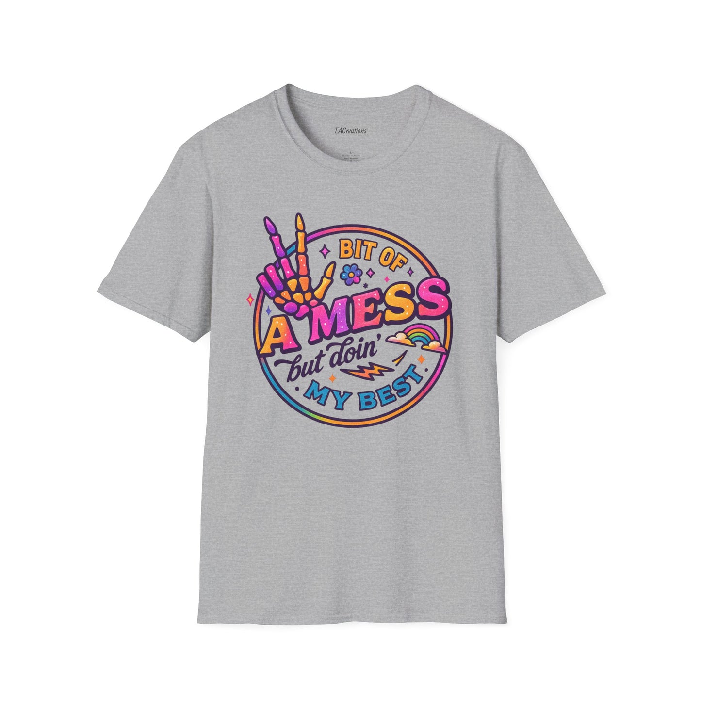 Messy Artist Unisex T-Shirt - A Bit of a Mess but Doin' My Best - Gift for Creative Souls, Art Lovers, Birthday, Funny Tee