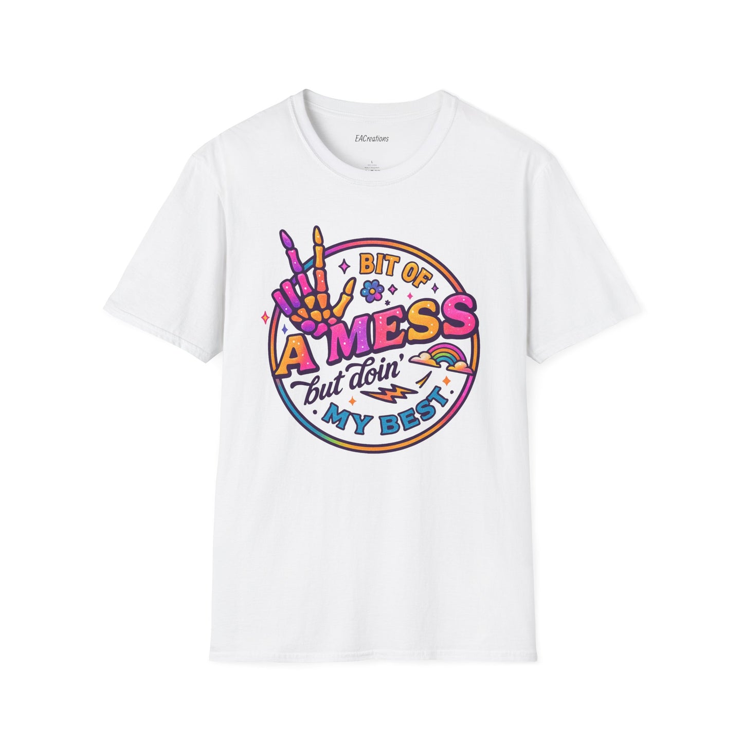 Messy Artist Unisex T-Shirt - A Bit of a Mess but Doin' My Best - Gift for Creative Souls, Art Lovers, Birthday, Funny Tee