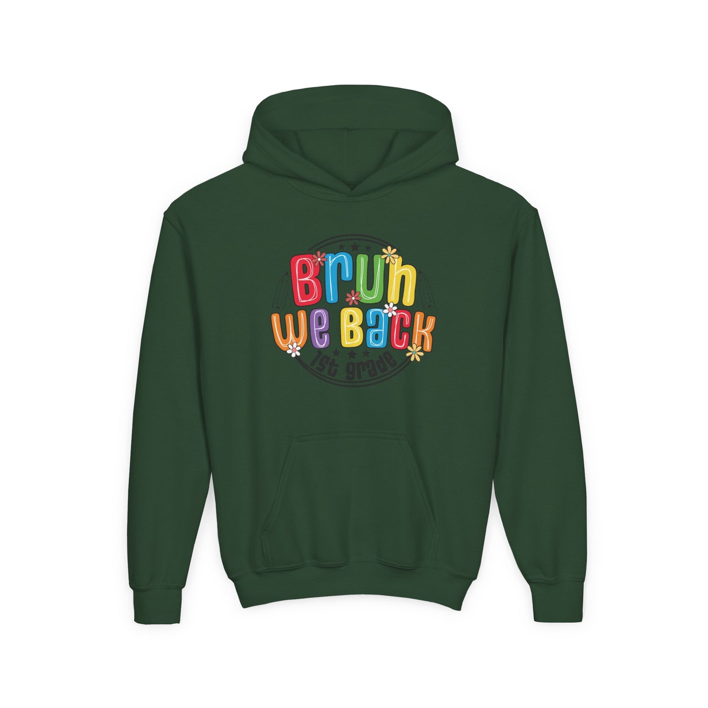 Colorful 1st Grade Hooded Sweatshirt, Back to School Gift, Youth Sweatshirt, Cheerful Hoodie for Kids, Fun Kids Apparel, Birthday Gift