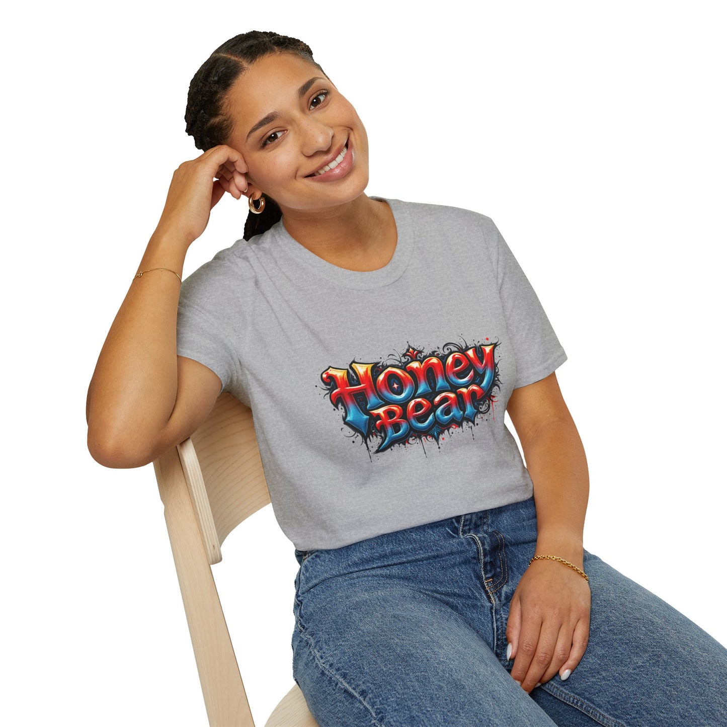 Honey Bear Graphic T-Shirt, Unisex Tee, Cool Casual Wear, Gift for Bear Lovers, Streetwear Style, Trendy Summer Top