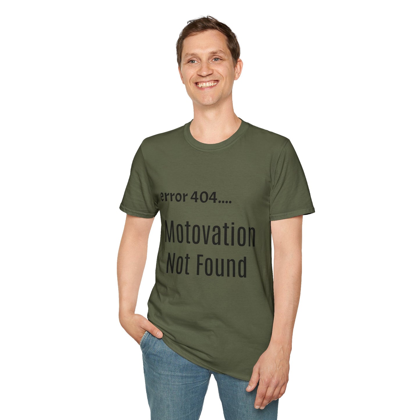 Funny Error 404 T-Shirt, Perfect Gift for Motivational Speakers, Humorous Apparel, Casual Wear, Techie Gift, Unisex Tee