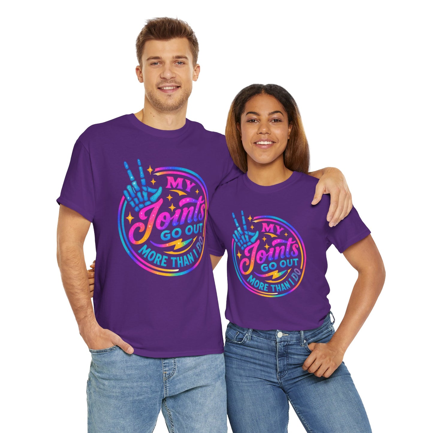 My Joints Go Out Unisex Heavy Cotton Tee, Humor Tee, Gift for Joint Pain Relief, Funny Tee for Seniors, Relaxed Fit, Wellness Gift