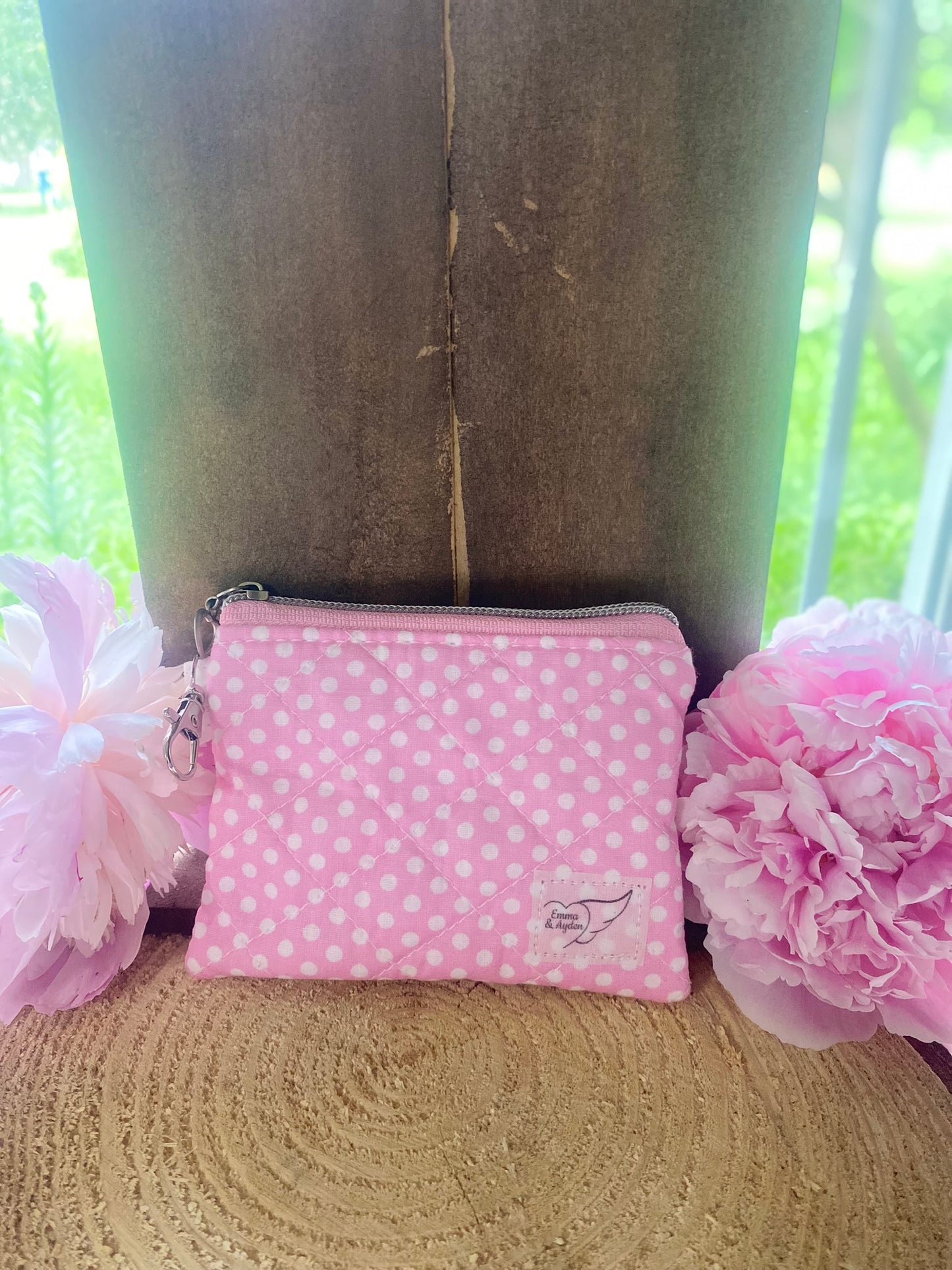Pink Polka Dot Keychain wallet