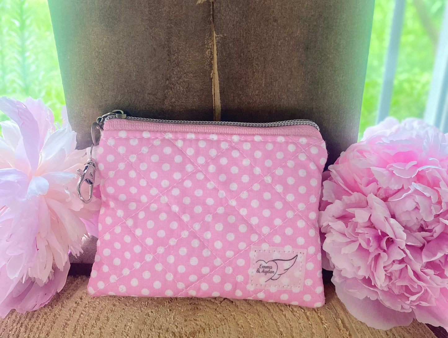 Pink Polka Dot Keychain wallet