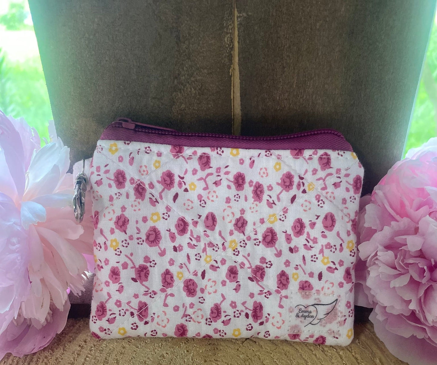 Tiny Purple flower Keychain wallet (Limited edition fabric)