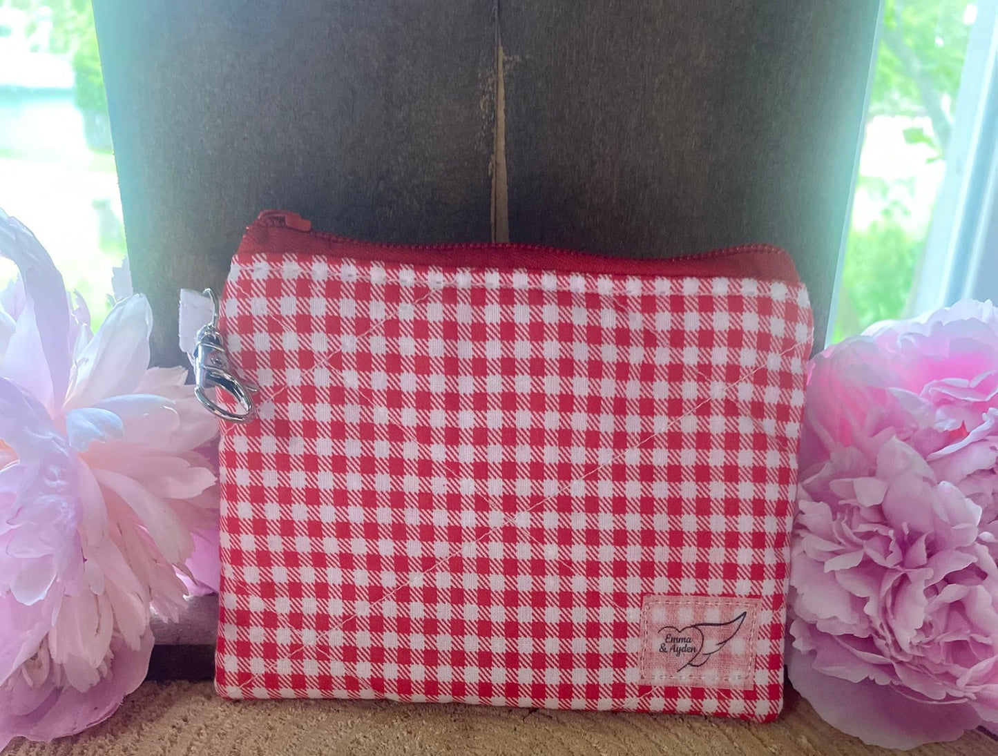 Red Gingham keychain wallet