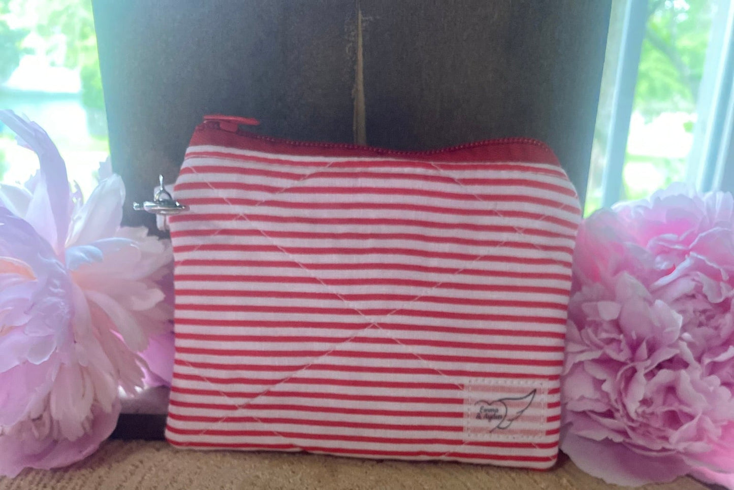Red & white stripe Keychain wallet (Limited Edition Fabric)