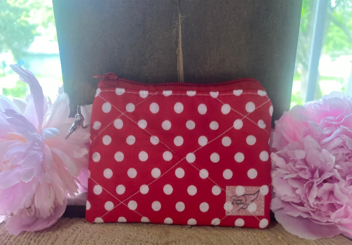 Red & White Polka Dot Keychain wallet