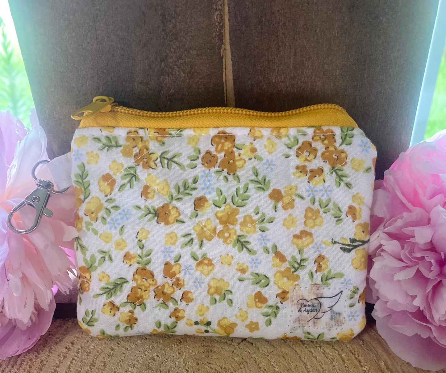 Yellow & Blue Flower Keychain wallet (limited edition fabric)