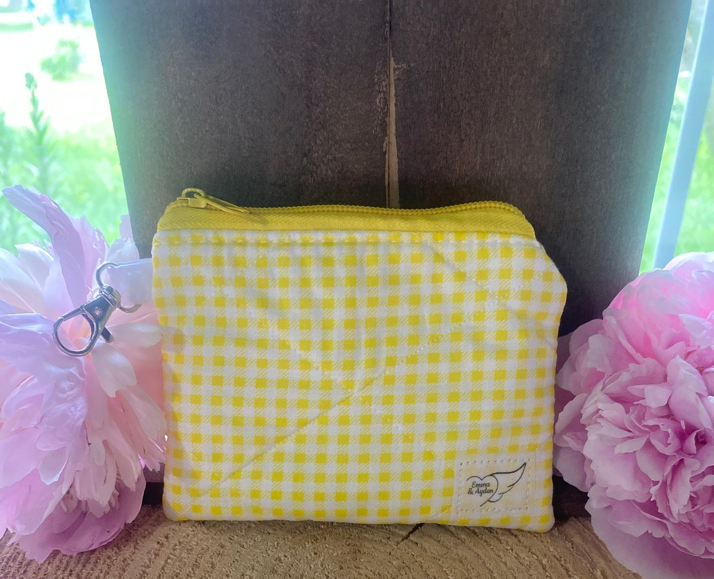 Yellow Gingham Keychain Wallet